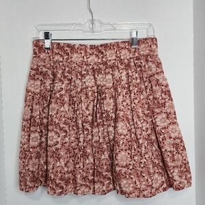 Floral Print Skirt in Red and White